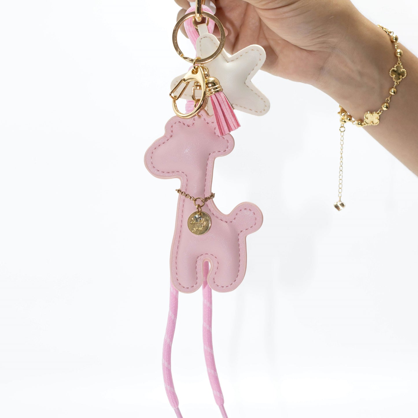 Llavero jirafa rosa