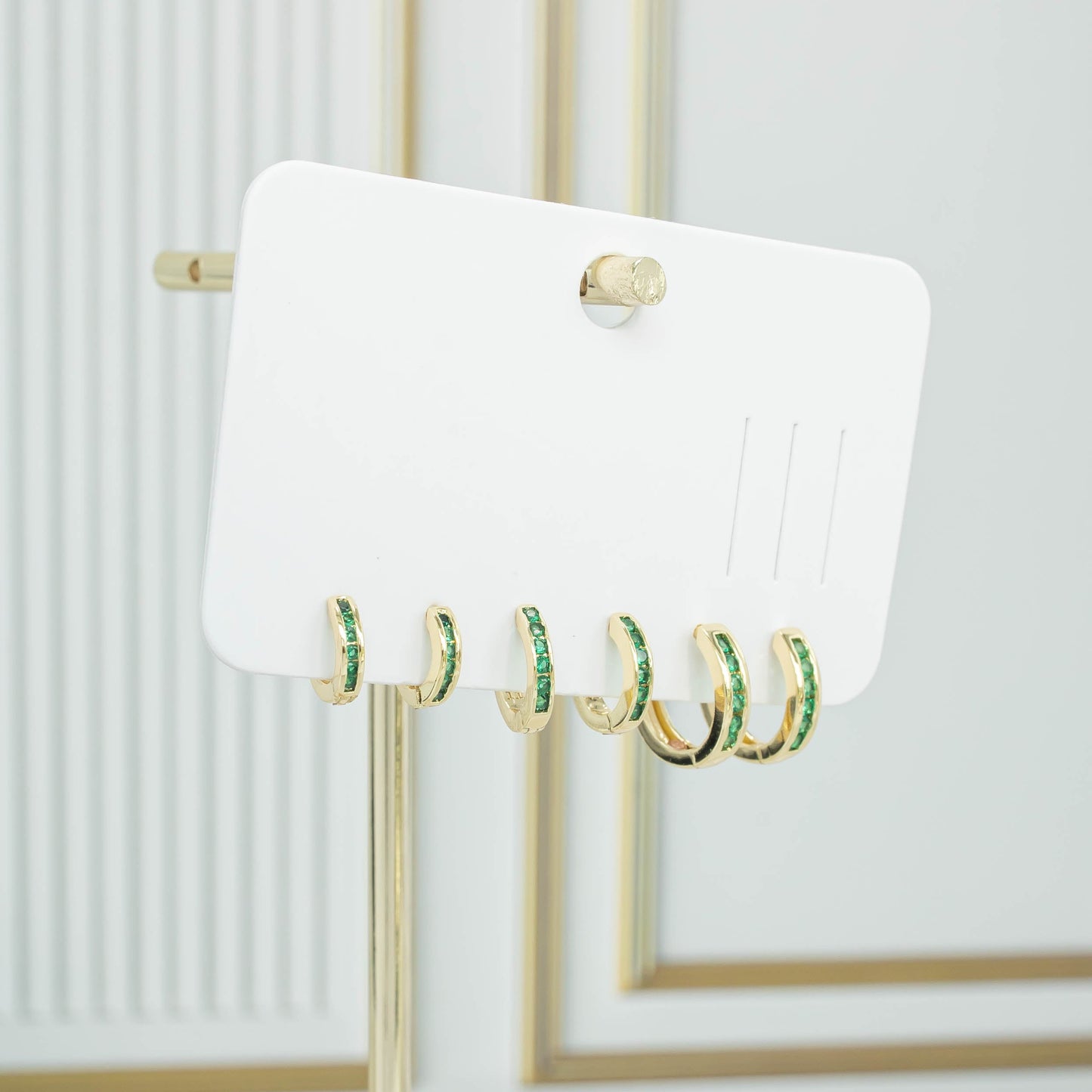 Orejera trío esmeraldas