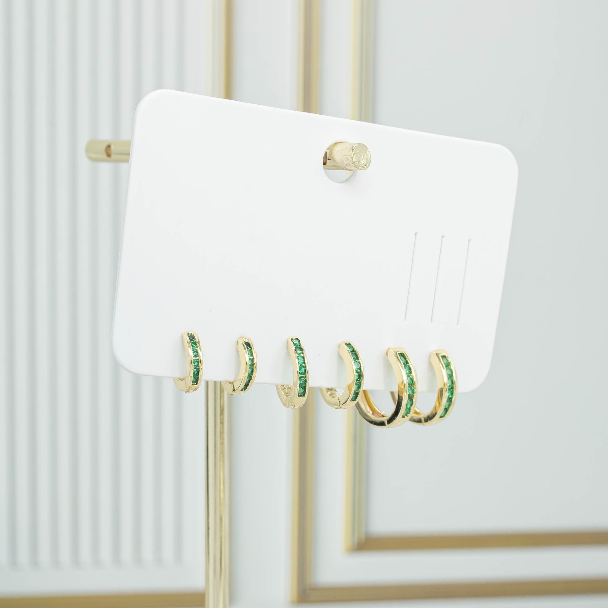 Orejera trío esmeraldas