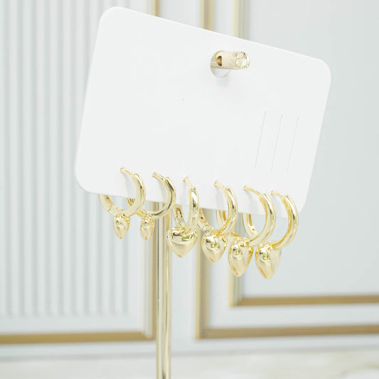 Orejera trío corazónes