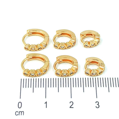 Orejera trío corazón zircones