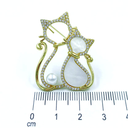 Broche pareja gatitos nacar