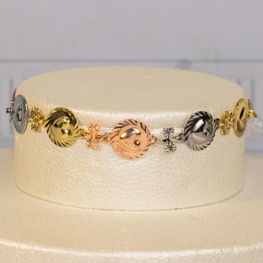 Pulsera tres oros molde corazon 