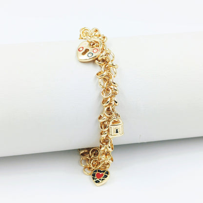 Pulsera dije corazones candados