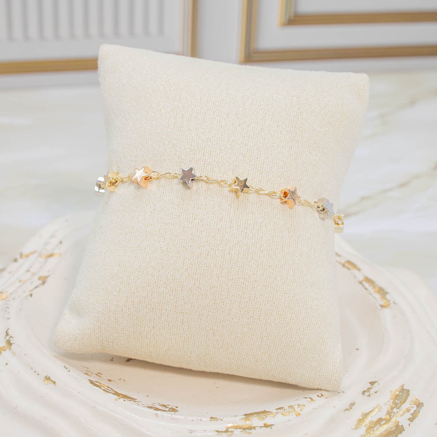 Pulsera graduable estrellas 3 oros