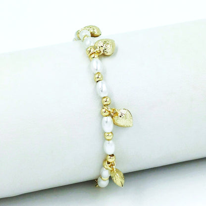 Pulsera perla corazónes