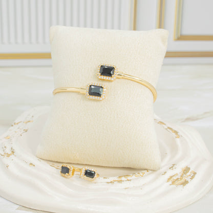 Pulsera + anillo set piedra negra