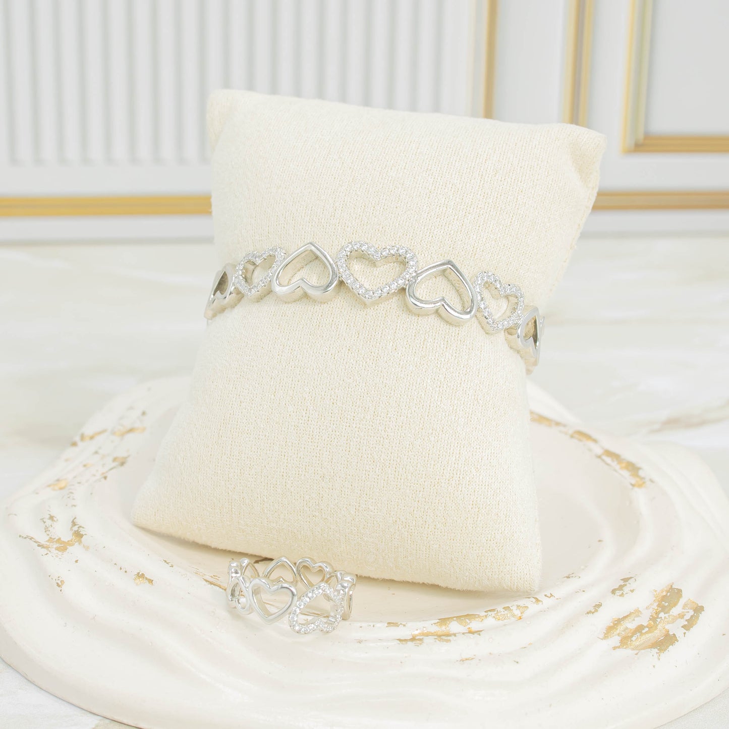 Pulsera + anillo set corazónes P