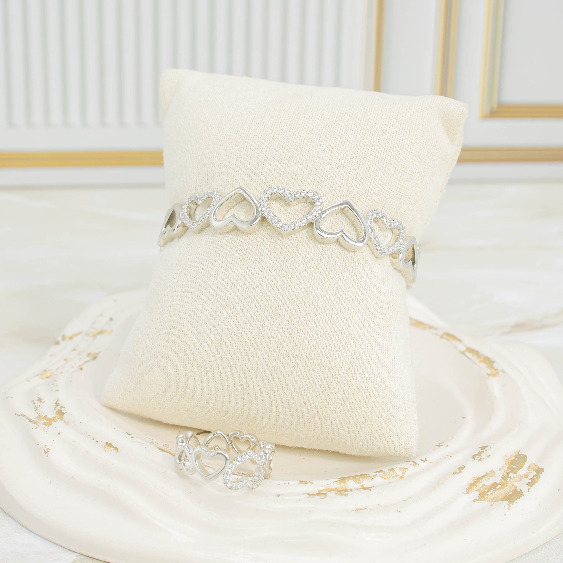 Pulsera + anillo set corazónes P