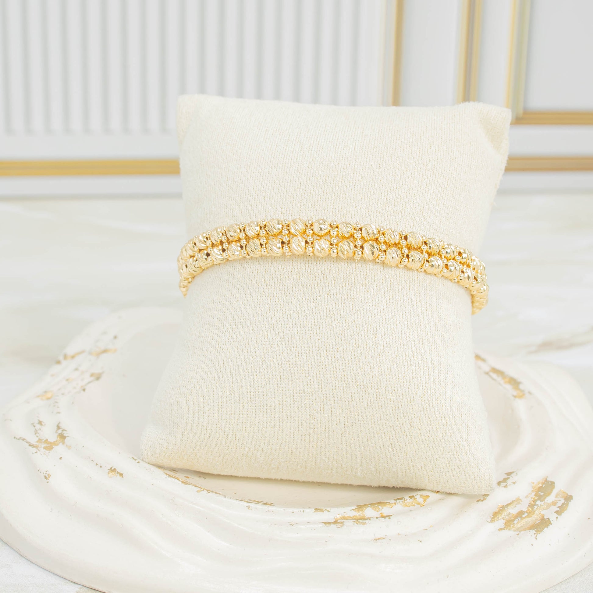 Pulsera doble balín diamantado