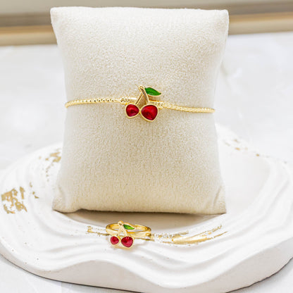 Pulsera + anillo niña cereza