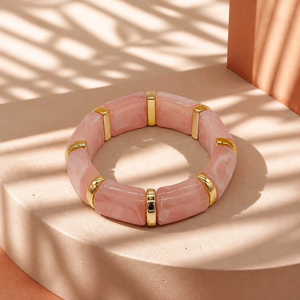 Pulsera resina rosa