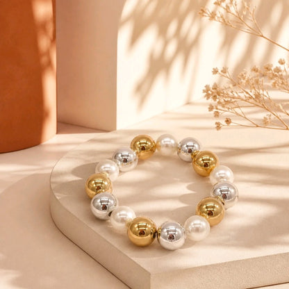 Pulsera 2 oros perla