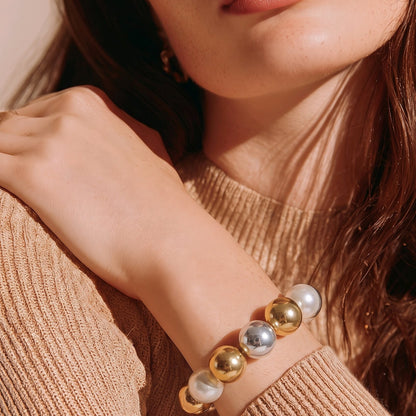 Pulsera 2 oros perla