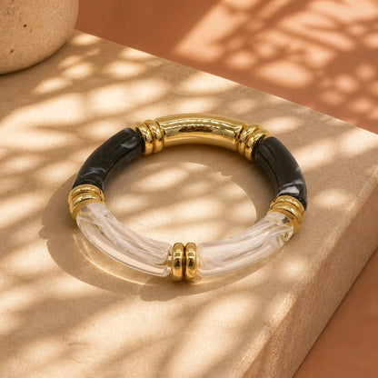 Pulsera resina black and white