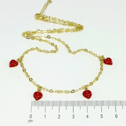 Collar rodio dijes fresas