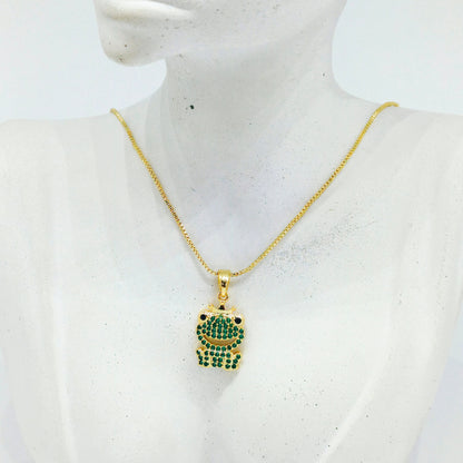 Collar rodio rana esmeralda