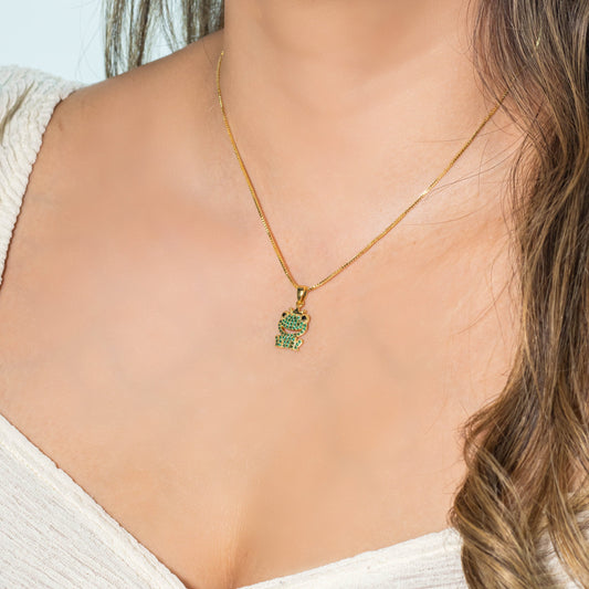 Collar rodio rana esmeralda Amulí