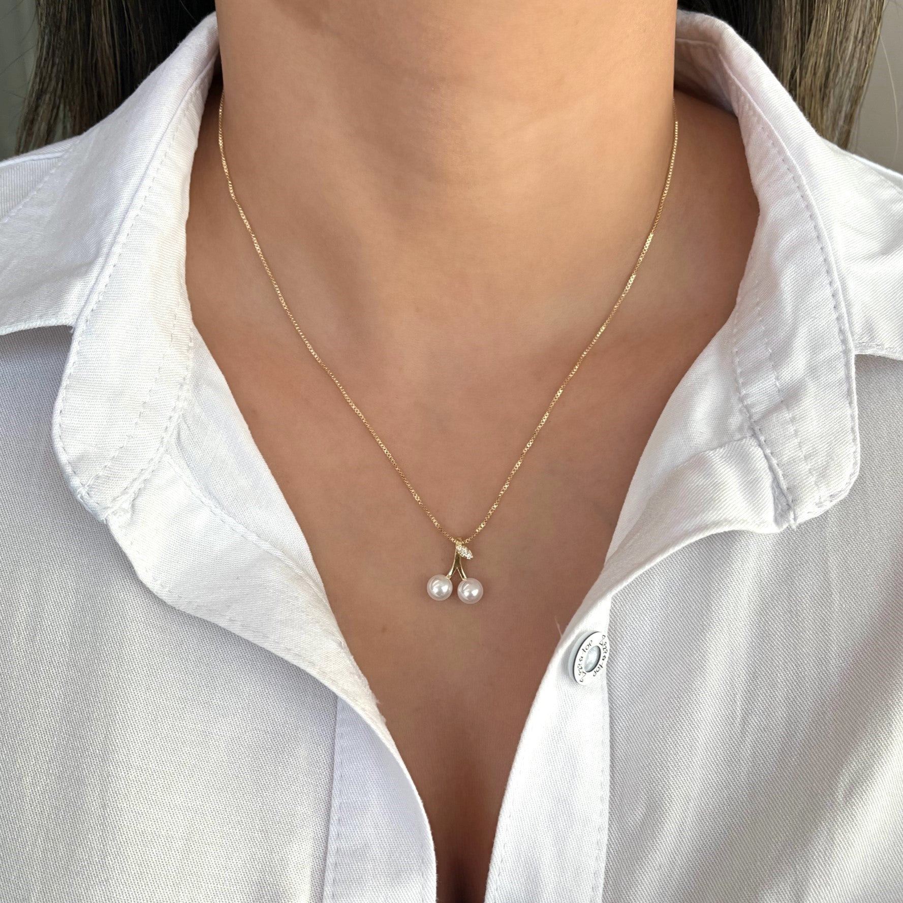 Collar rodio cereza perla Amulí