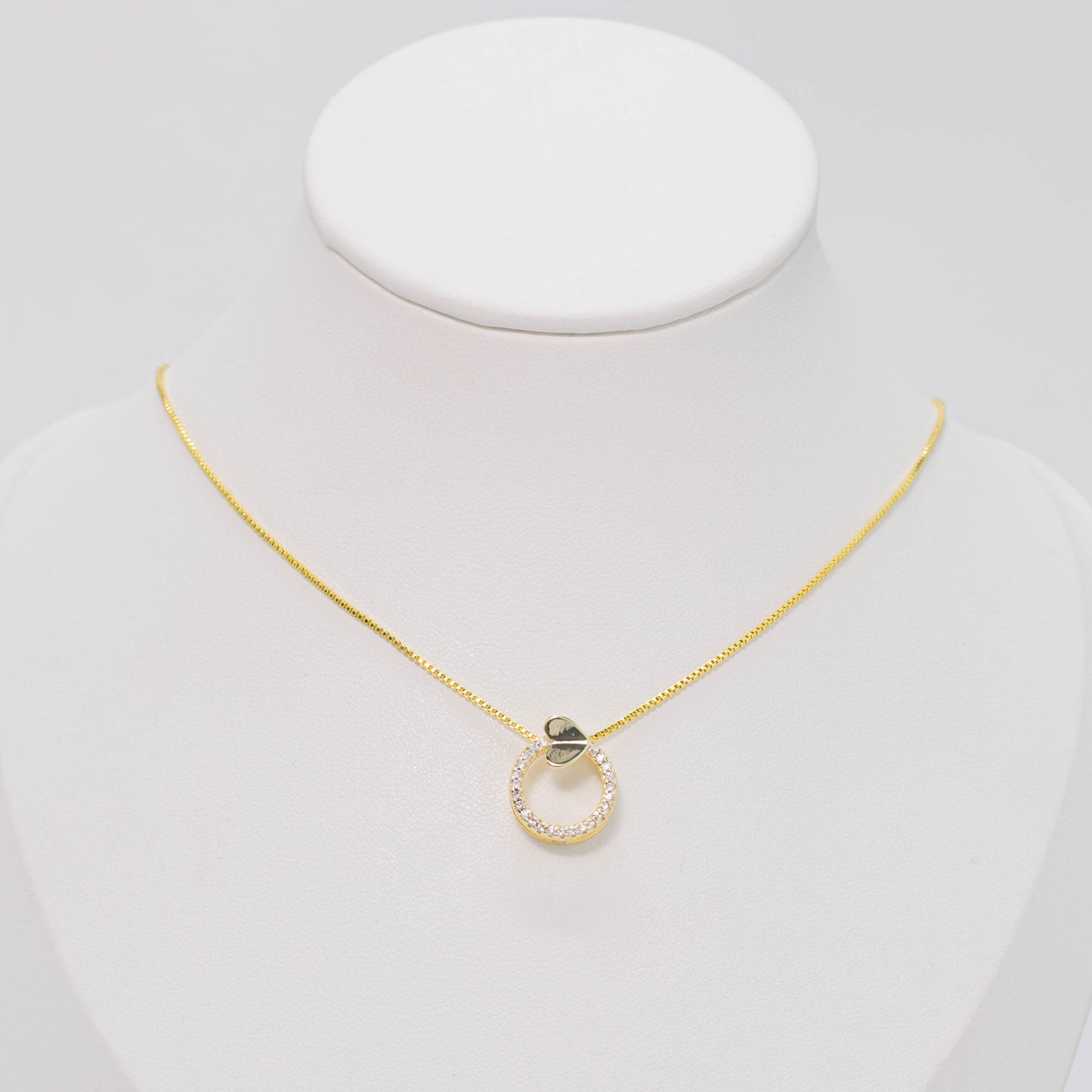 Collar rodio Circulo corazón