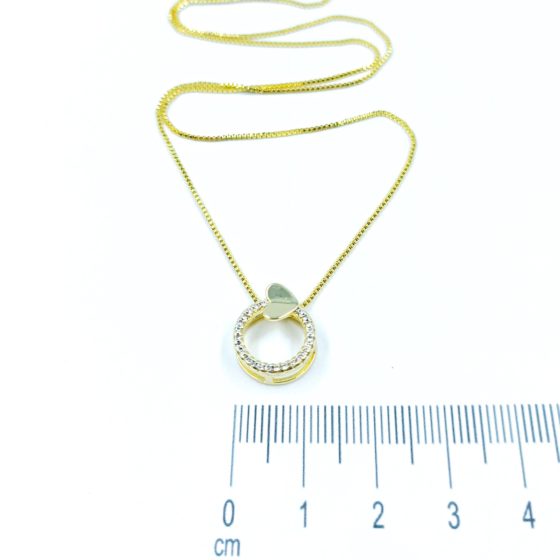 Collar rodio Circulo corazón