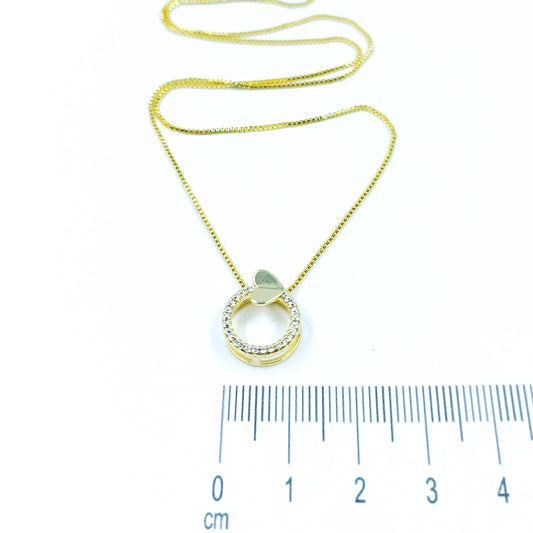 Collar rodio Circulo corazón