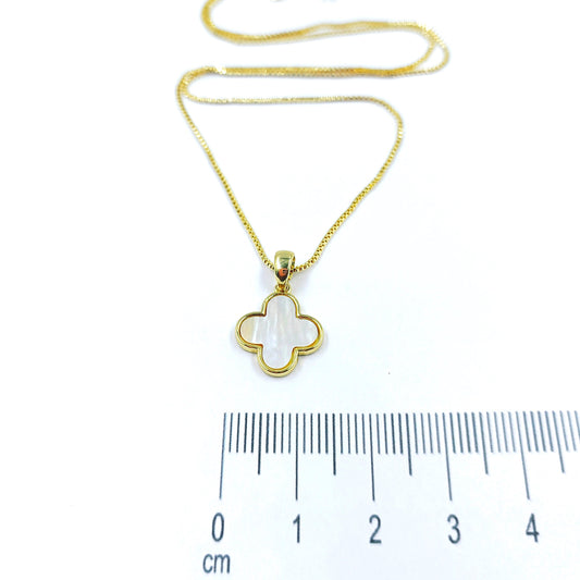 Collar rodio Trébol nácar