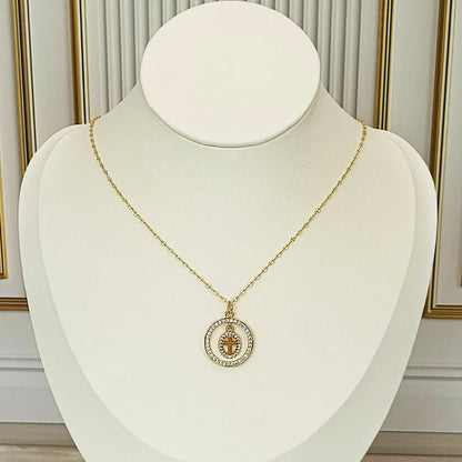 Collar rodio dije doble cruz