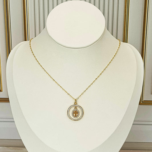 Collar rodio dije doble cruz