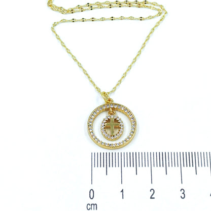 Collar rodio dije doble cruz