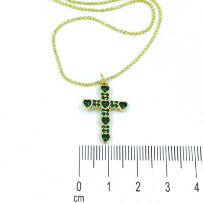 Collar rodio cruz esmeralda