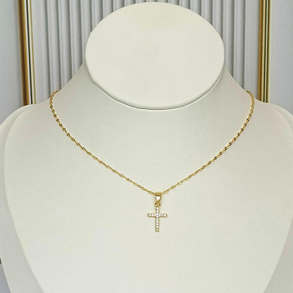 Collar rodio mini cruz