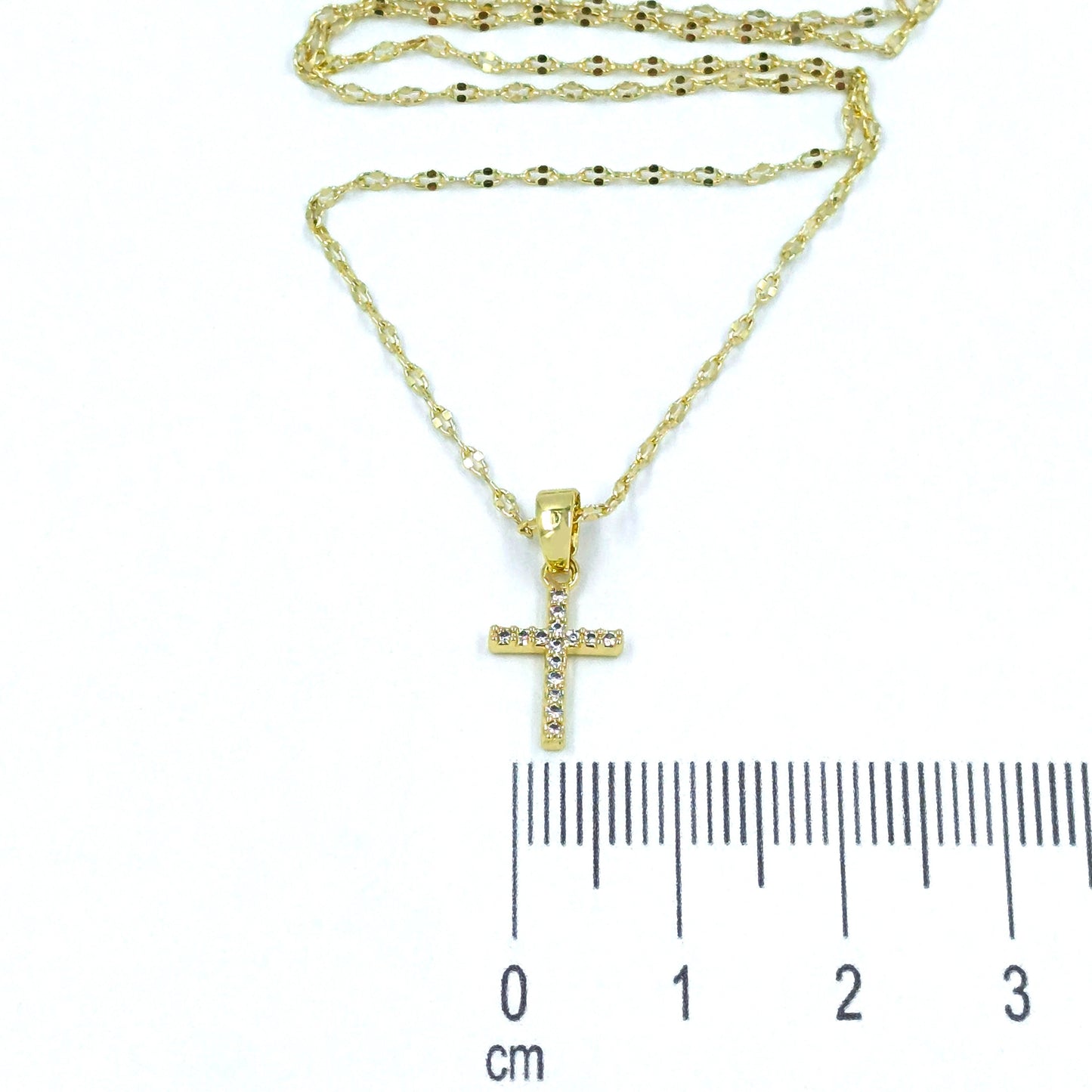 Collar rodio mini cruz