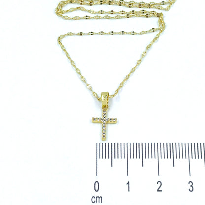 Collar rodio mini cruz
