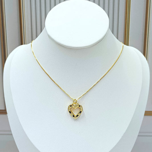 Collar rodio corazón nácar