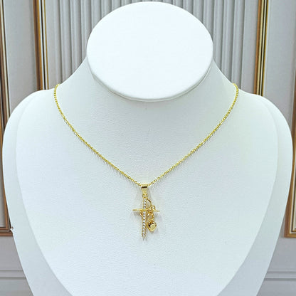 Collar rodio cruz dije