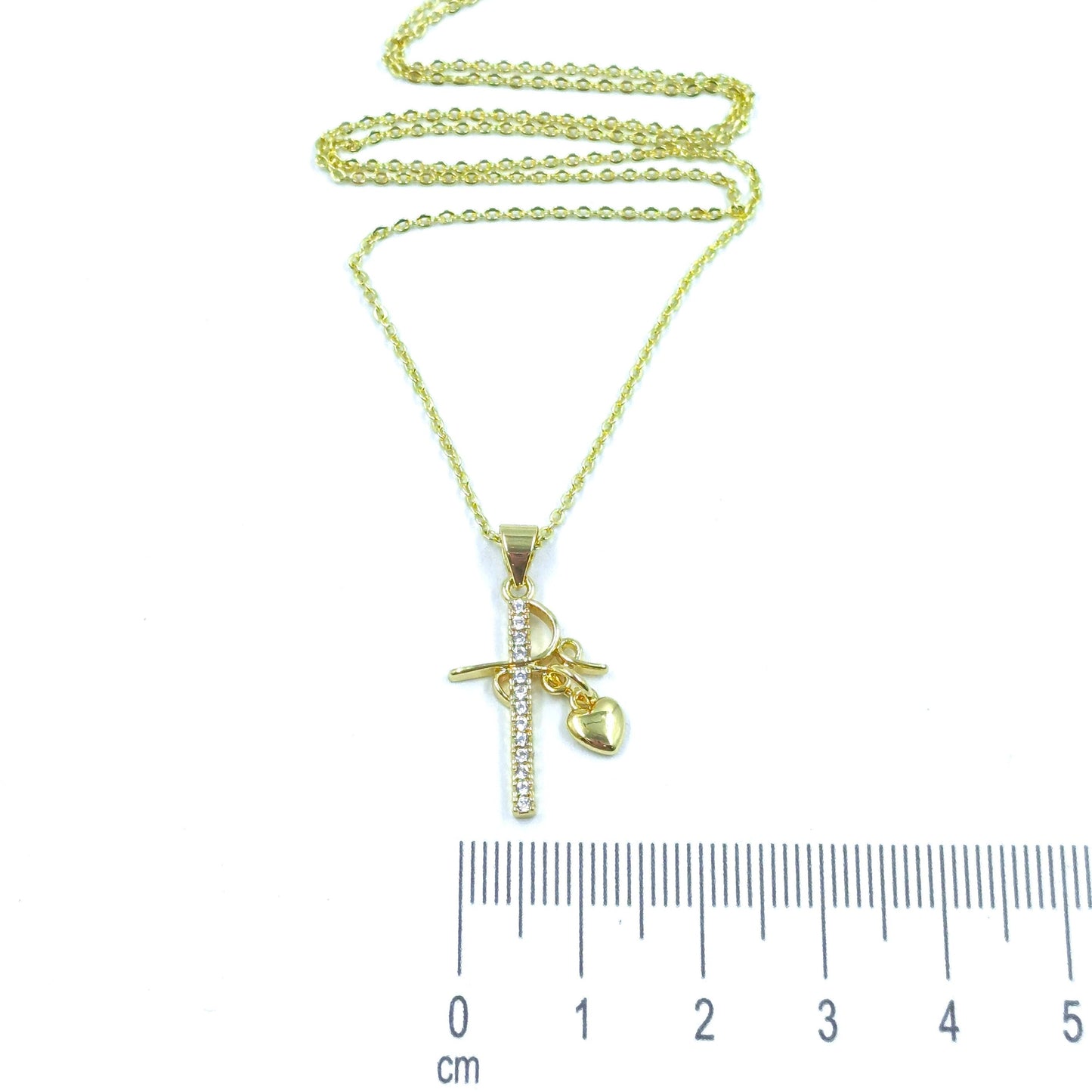 Collar rodio cruz dije