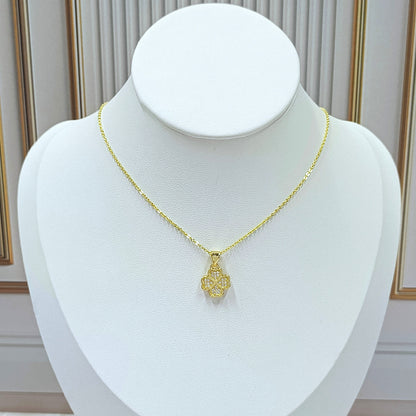 Collar rodio trébol corazones