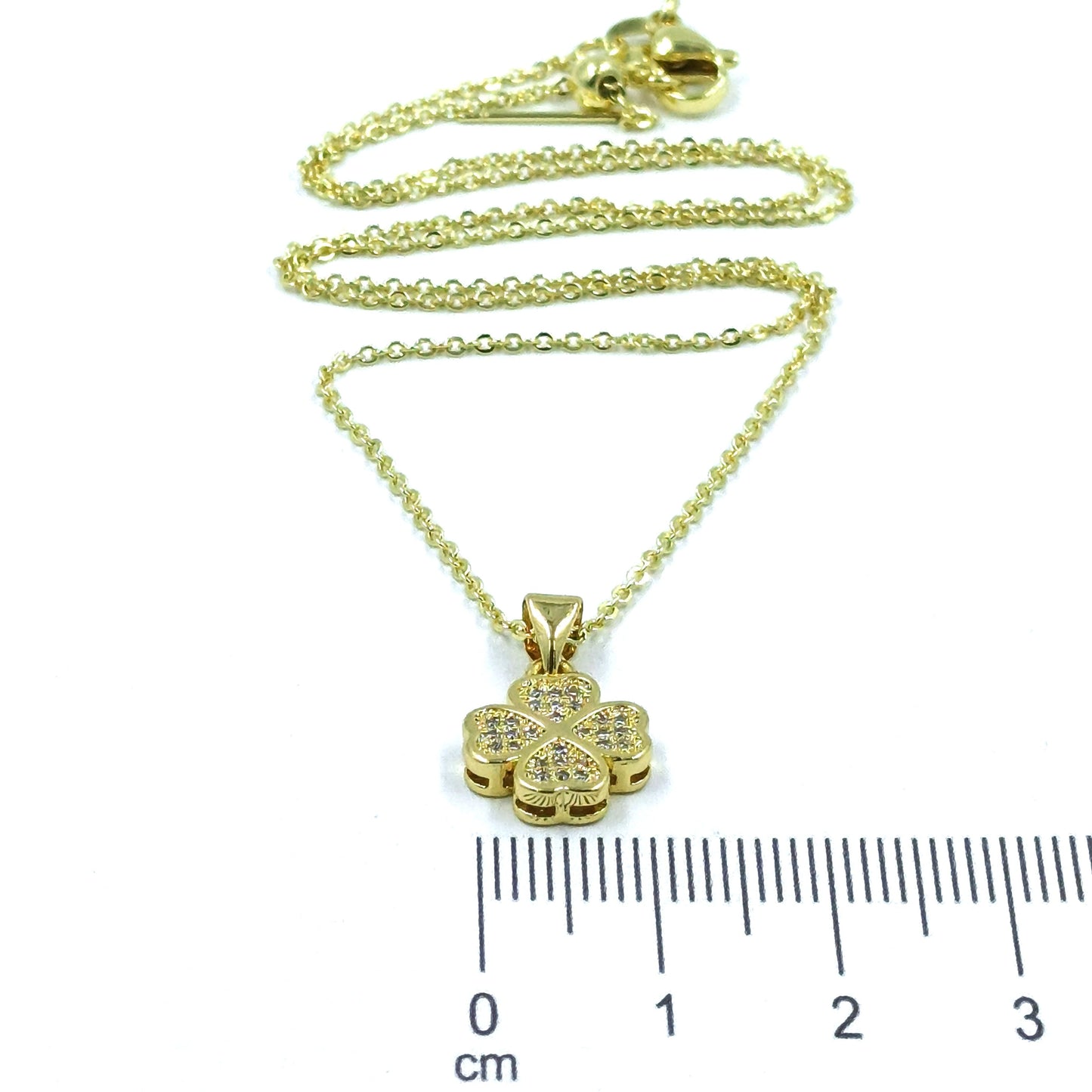 Collar rodio trébol corazones