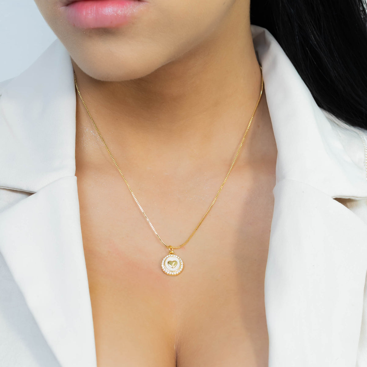 Collar rodio corazon interno