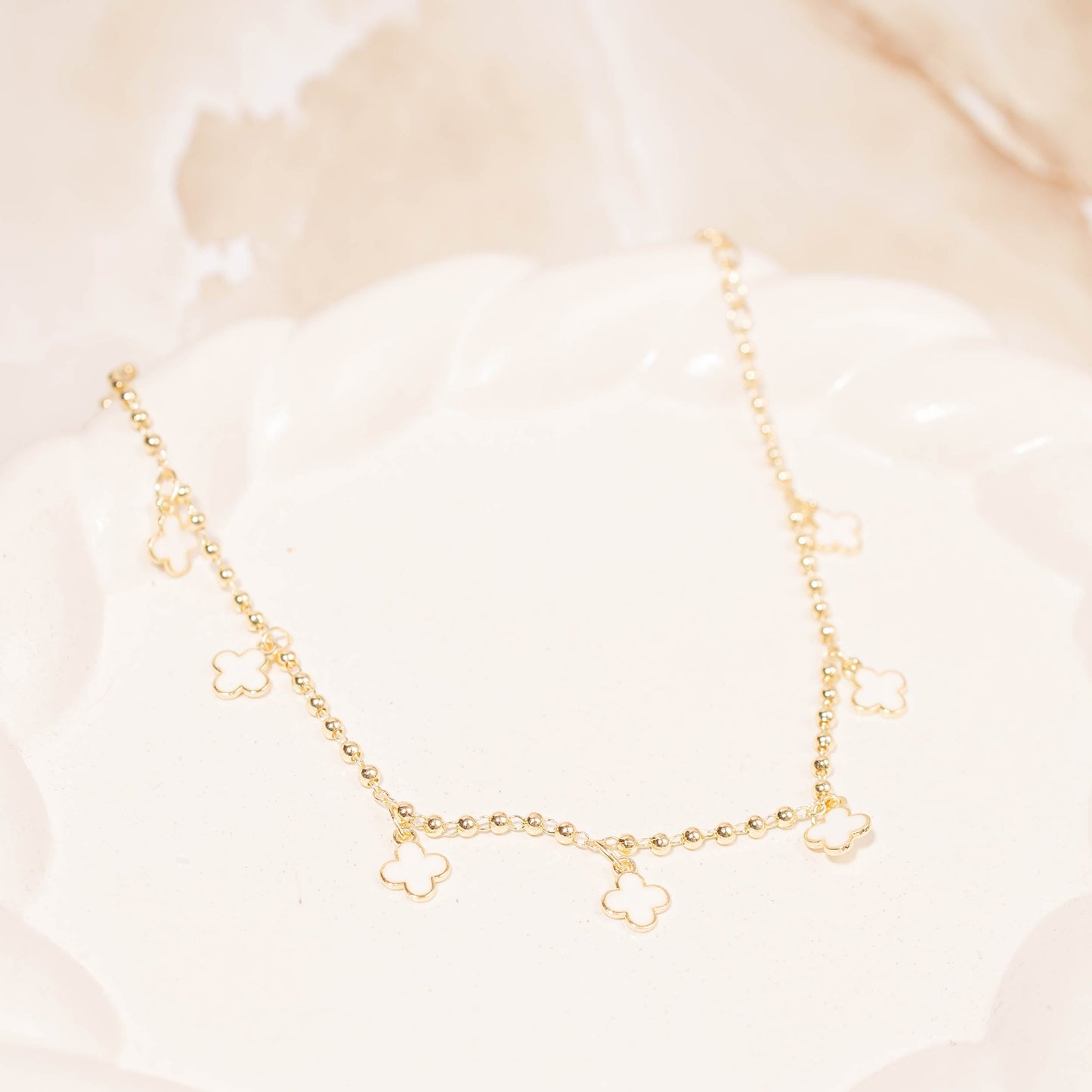 Tobillera Van cleef blano Amulí