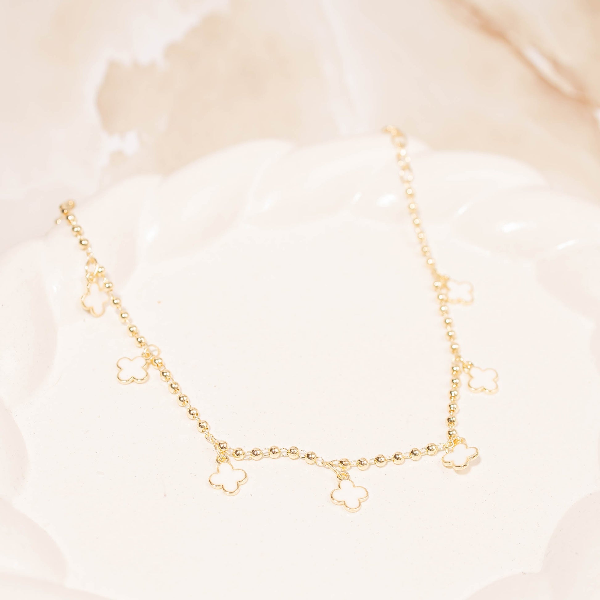 Tobillera Van cleef blano Amulí