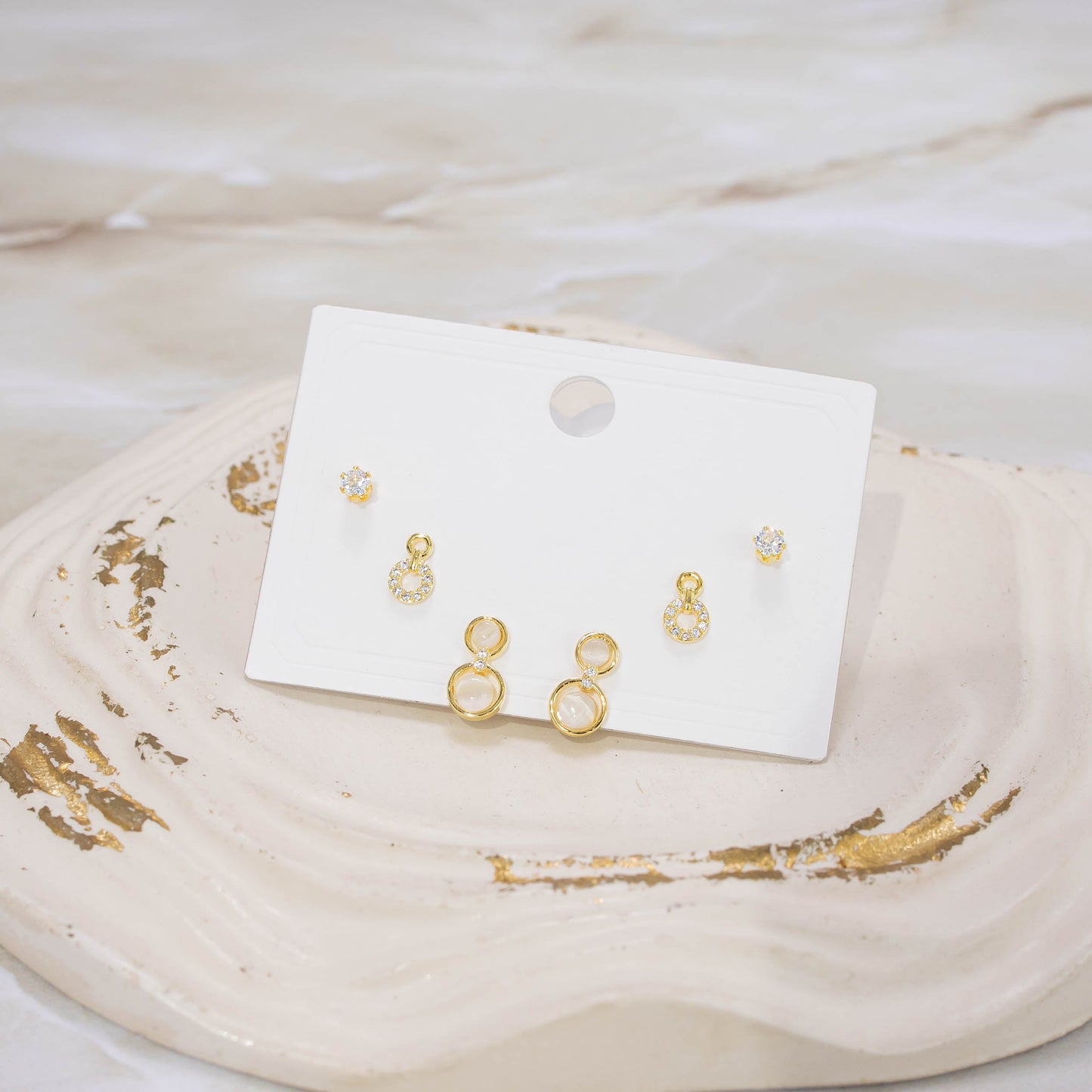 Topo trío aros gema y zircon